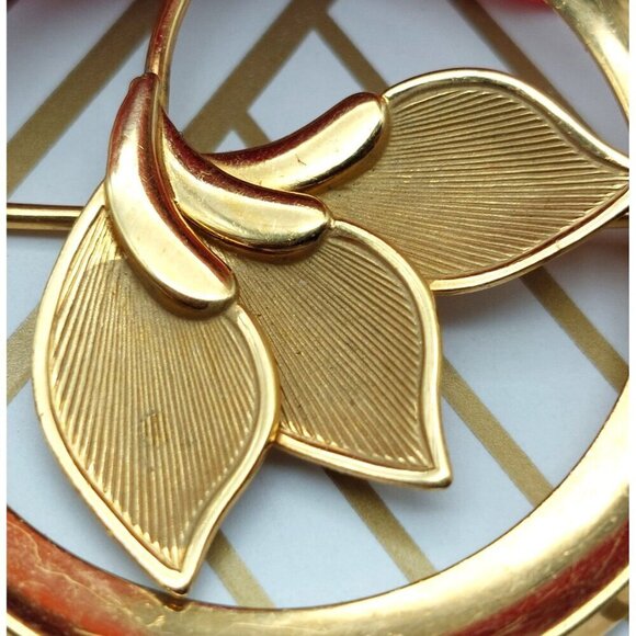 Mid Century Gold 1/20 -12k GF Curtis Curtman Round Floral Brooch Pin Lightweight - Picture 6 of 9